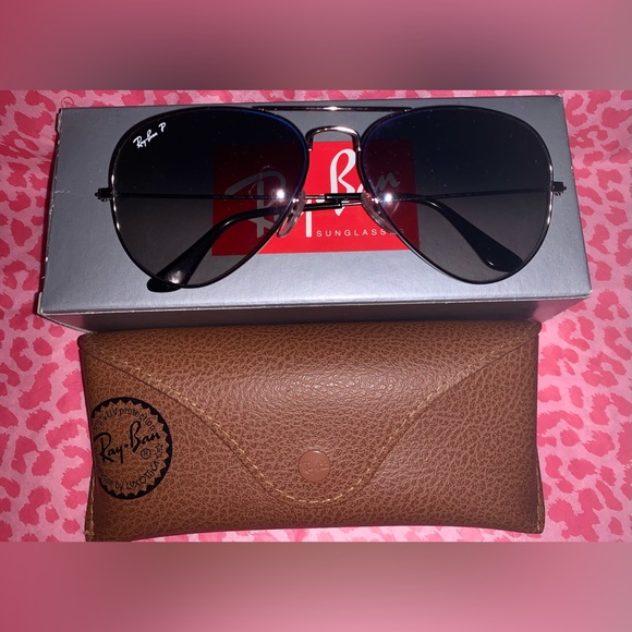 Pre-loved Ray-Ban RB3025 Aviator Gradient Polarized Large Glasses 👓 with case - Picture 7 of 14